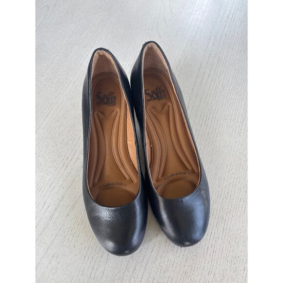 Sofft Black Simple Kitten Heels Mob Wife Old Money Preppy Leather A1 - Picture 1 of 5